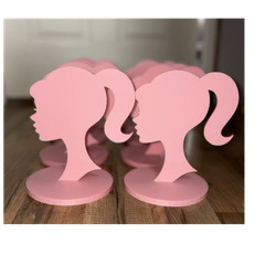 Pink Plastic Barbie Silhouette Table Topper, Party Centerpiece Decor