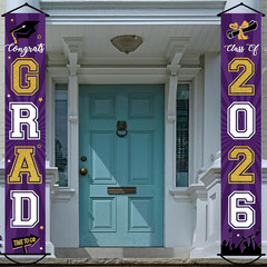 Graduation Banner 2026 Graduation Decorations Purple and Gold Grad Banner Porch