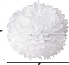 10Pcs White Tissue Hanging Paper Pom-Poms, Flower Ball Wedding Party Outdoor De