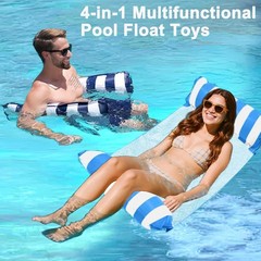 2 Pack Inflatable Pool Hammock Floats with Air Pump, Thick Water Pool Floats …