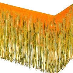 Orange Tinsel Table Skirt 2-Pack 29×108 Inch Metallic Foil Fringe Table Skirt…