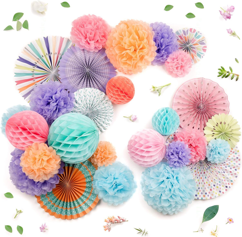 26Pc Deluxe Large Multicolor Party Decoration Set – Vibrant Tissue Paper Pom Pom