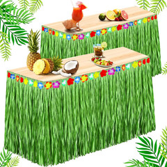 Hawaiian Luau Grass Table Skirt 9 Feet X 30 Inches Raffia Table Skirt Tiki Bar T