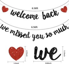 Glitter Black Welcome Back We Missed You So Much Banner,NO DIY,for Welcome Ho…