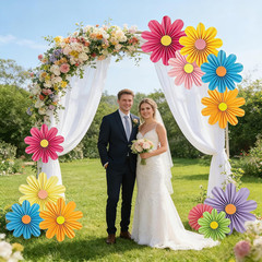 Colorful Party Decorations with Daisy Paper Flower,Rainbow Birthday Decorations-