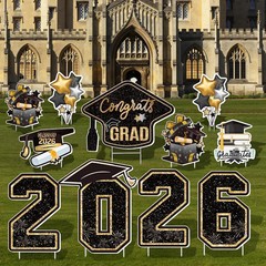 Large 11 PCS Graduation Yard Signs, Class of 2026 Congrats Grad Outdoor Lawn Yar