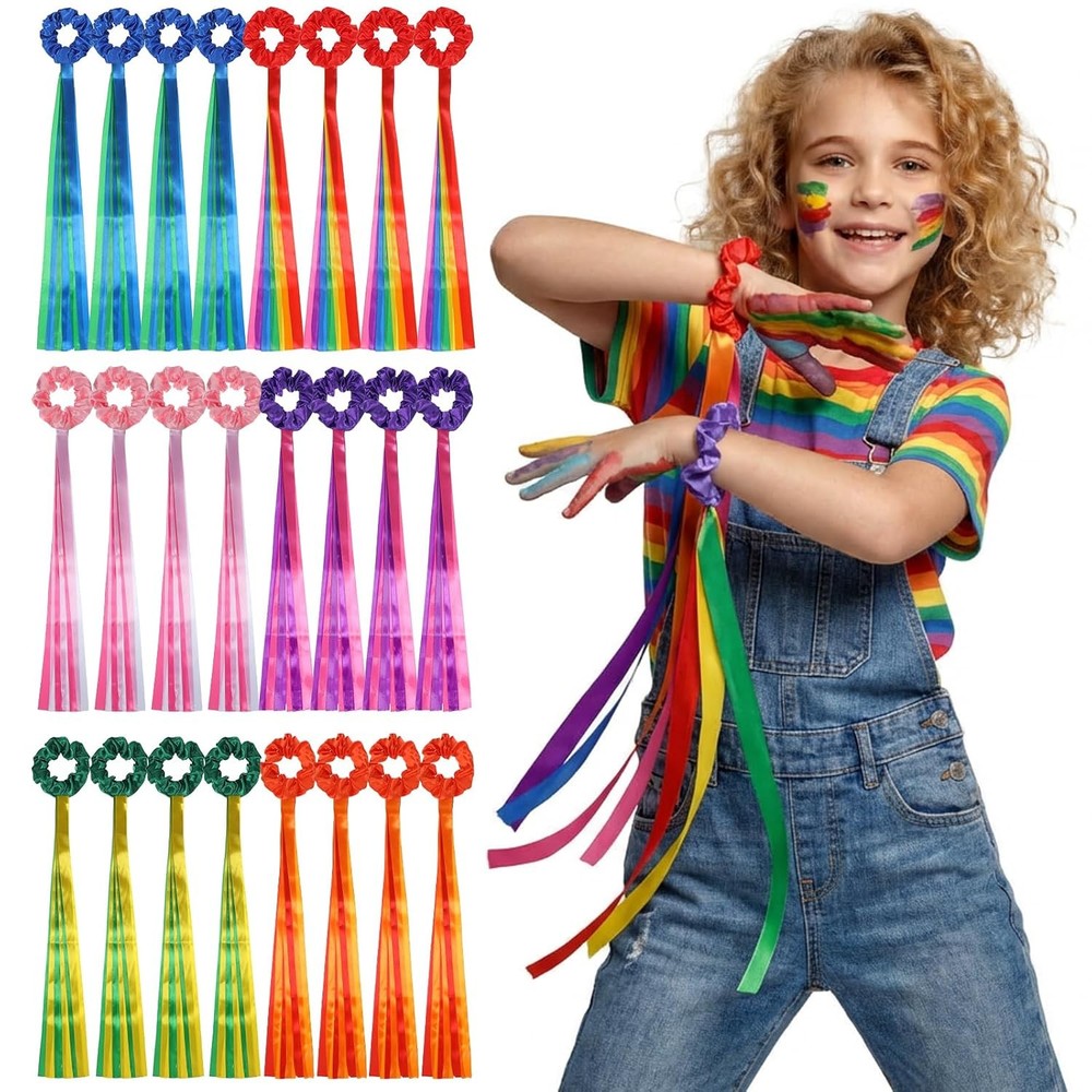 Rainbow Dance Ribbons Multicolor Hand Wrist Streamers Kids Party Decorations