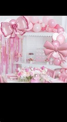 Bow Theme Decor Party Balloons, Light Pastel Pink Clear White Confetti Balloo…