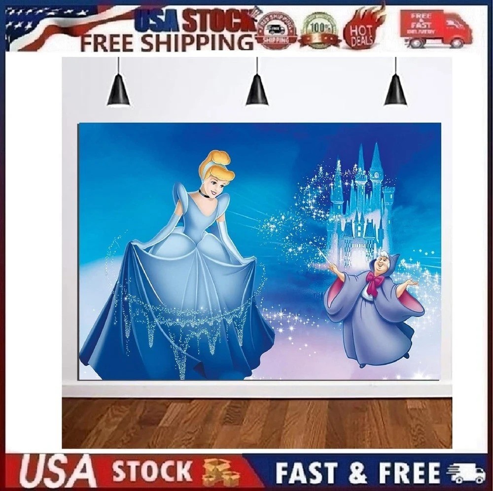 Cinderella Princess Birthday Party Supplies Party Backdrop Photo Background 5×3′