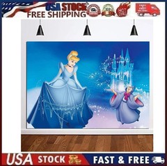 Cinderella Princess Birthday Party Supplies Party Backdrop Photo Background 5×3′