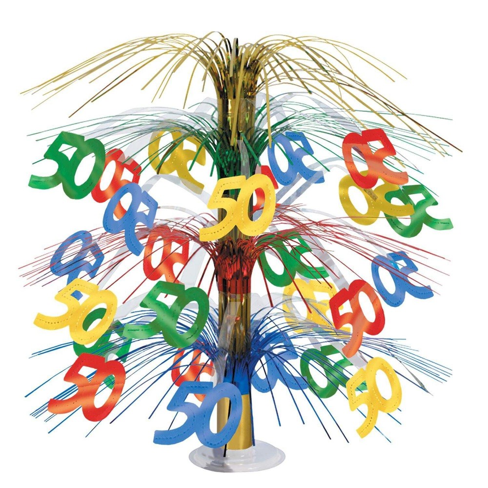 Beistle Multi-Color 50th Cascade Centerpiece – Birthday-Age Specific | Party