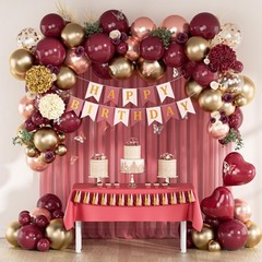Burgundy Birthday Party Decorations with Happy Birthday Banner Tissue Tassels…