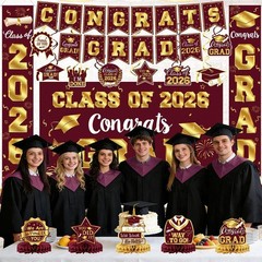 2026 Graduation Decorations – Maroon and Gold Graduation Decorations Set Cong…