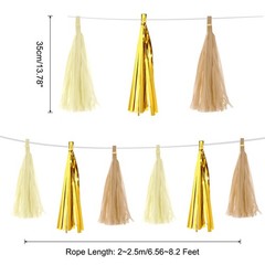 30Pcs Creamy White,Light Yellow,Bright Gold,White Tassel Garland Banner w Rope