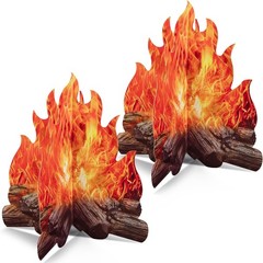 2 Set Fake Fire Cardboard Decoration – 3D Paper Flame Campfire Centerpieces