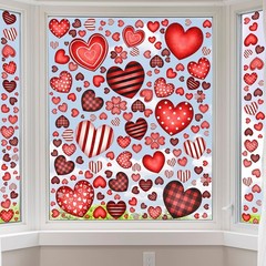 Geyoga 211 Pcs 6 Sheets Valentine‘s Day Window Clings Red, Black, White