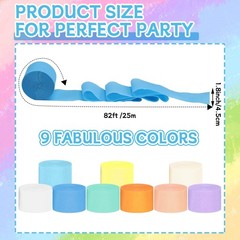 9 Rolls 738ft Crepe Paper Streamers Animal Parade Birthday Party Colors
