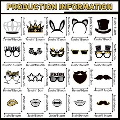 30 PCS 2026 Prom Photo Booth Props Frame Black Gold Silver Graduation Decor