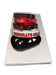 30 Pcs Red White Black Congrats Grad & Class of 2026 Silicone Wristband Bracelet