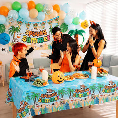 3 Pack Summer Halloween Decorations Plastic Tablecloth Tropical Gothic Halloween