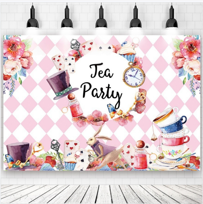 Tea Party Princess Wonderland Banner Decoration Backdrop Photo Background