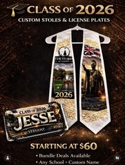 Graduation License Plates & Stole Sets