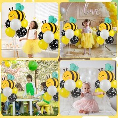 Bee Birthday Party Balloons Stand Kit 2 Sets with 2 Bumble Bee Foil Balloons …