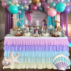 Rainbow Table Skirt Tutu Unicorn Tablecloth for Birthday Party Baby Shower