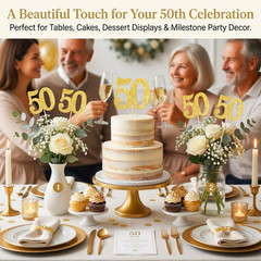 10-Pack Double Sided Glitter 50Th Birthday Centerpiece Anniversary Centerpiece S