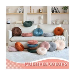 2 Pcs Round Throw Pillows Pleated Velvet Pumpkin Round Pillows Floor Cushion …