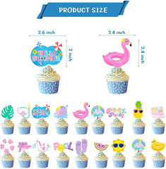 36Pcs Summer Pool Party Cake Toppers Pool Party Decorations Water Birthday Party