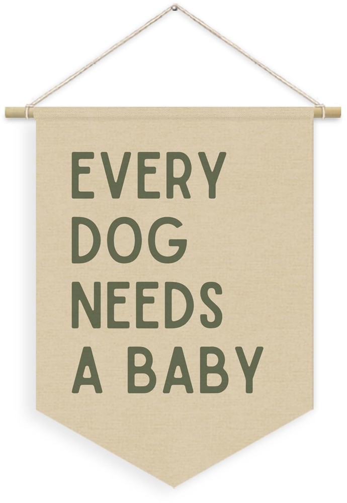 Every Dog Needs a Baby Linen Canvas Banner, Baby Shower Decor, Pregnancy Anno…