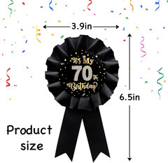 Black It’S My 70Th Birthday Tinplate Badge Pin, Happy 70Th Birthday Man or Woman