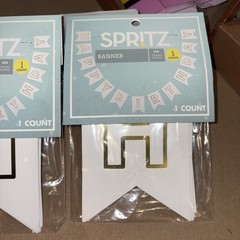 Spritz™ “Happy Birthday” Party Banner White & Gold 7’2” – Lot of 2 NEW