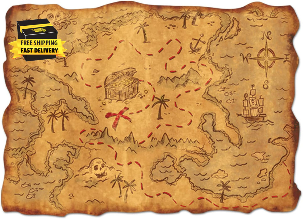 Plastic Treasure Map Party Accessory (1 Count) (1/Pkg) ⭐️⭐️⭐️⭐️⭐️