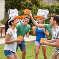 Inflatable Basketball Hoop, Basketball Party Decorations Set with 2 Basketball