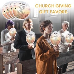 Tradder 50 Pcs Christian Religious Church Fans Folding Hand Fans Wedding Fans…