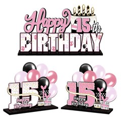 Happy 15th Birthday Pink Acrylic Table Topper Centerpieces Set 15 Years Old