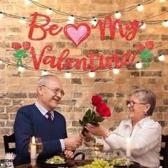 Red Glitter ‘Be My Valentine’ Banner – 10 Feet, No DIY | Valentine’s Day Decor