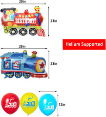 Train Birthday Party Decorations Blue Yellow Red Decorations with Railroad Ballo