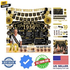 70th Birthday Decorations for Men Women, 36 Pcs Back in 1956 Birthday Party D…