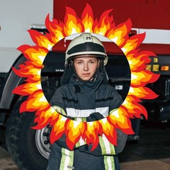 Fire Birthday Party Decorations Theme Photo Booth Prop Picture Frame Truck Decor