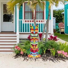 Luau Party Decorations Metal 3 Stacked Tiki Decorative Garden Stakes Luau