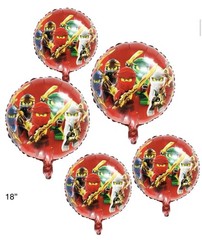 (5 Pcs ) NINJAGO Theme Birthday Party Supplies Set Balloon for Kids RED 18”