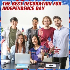 5 Pcs 4th of July Table Decorations Patriotic Wooden Star Set Standing Star T…