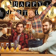 40 Piece Unisex Whiskey Theme Birthday Party Decorations Celebrations Gold Black