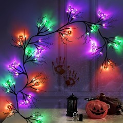 [ 8 Modes & Timer ] 6 Ft 54 LED Halloween Willow Vine Twig Decor Garland with…