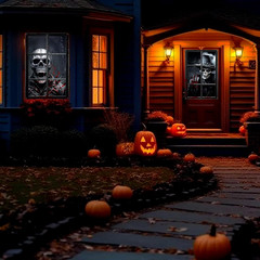 Halloween Decorations 2-Pack Blood Skeletons Window Decor, 32 X 47 Inch | Party