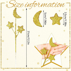 24 Pcs Moon Star Floral Picks Gold Moon Star Stem Vase Filler Baby