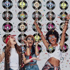 35 Colorful Cardboard Record Cutouts for Retro Music Parties and Events